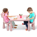 NNECW 3 Pieces Kids Table Set with 2 Chairs for Reading-Pink