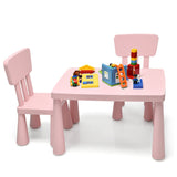 NNECW 3 Pieces Kids Table Set with 2 Chairs for Reading-Pink