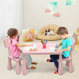NNECW 3 Pieces Kids Table Set with 2 Chairs for Reading-Pink