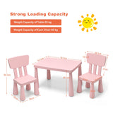 NNECW 3 Pieces Kids Table Set with 2 Chairs for Reading-Pink