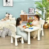 NNECW 3 Pieces Kids Table Set with 2 Chairs for Reading-White