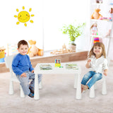 NNECW 3 Pieces Kids Table Set with 2 Chairs for Reading-White
