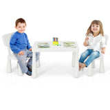 NNECW 3 Pieces Kids Table Set with 2 Chairs for Reading-White