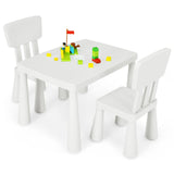 NNECW 3 Pieces Kids Table Set with 2 Chairs for Reading-White