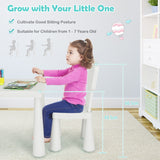 NNECW 3 Pieces Kids Table Set with 2 Chairs for Reading-White