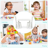 NNECW 3 Pieces Kids Table Set with 2 Chairs for Reading-White