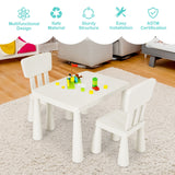 NNECW 3 Pieces Kids Table Set with 2 Chairs for Reading-White