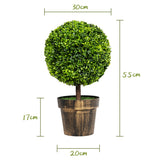 NNECW 2 Pieces 55cm Round Artificial Boxwood Topiary Trees