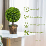 NNECW 2 Pieces 55cm Round Artificial Boxwood Topiary Trees