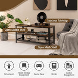 NNECW 3-Tier TV Stand for 50-Inch Flat Screen TVs with Open Shelves for Living Room