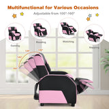 NNECW Recliner Chair with Adjustable Backrest & Footrest for Kids Pink