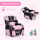 NNECW Recliner Chair with Adjustable Backrest & Footrest for Kids Pink