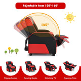 NNECW Red Recliner Chair with Adjustable Backrest & Footrest for Kids