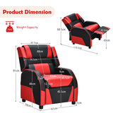NNECW Red Recliner Chair with Adjustable Backrest & Footrest for Kids