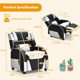 NNECW White Recliner Chair with Adjustable Backrest & Footrest for Kids