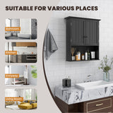 NNECW Multi-Purpose Wall Cabinet Storage with 2-Door for Bathroom-Black