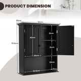 NNECW Multi-Purpose Wall Cabinet Storage with 2-Door for Bathroom-Black