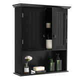 NNECW Multi-Purpose Wall Cabinet Storage with 2-Door for Bathroom-Black