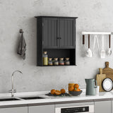 NNECW Multi-Purpose Wall Cabinet Storage with 2-Door for Bathroom-Black