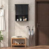 NNECW Multi-Purpose Wall Cabinet Storage with 2-Door for Bathroom-Black