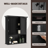 NNECW Multi-Purpose Wall Cabinet Storage with 2-Door for Bathroom-Black