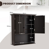 NNECW Multi-Purpose Wall Cabinet Storage with 2-Door for Bathroom-Coffee