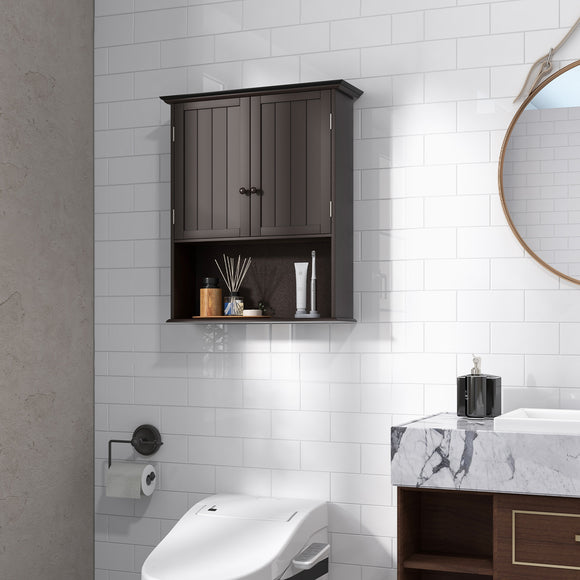 NNECW Multi-Purpose Wall Cabinet Storage with 2-Door for Bathroom-Coffee