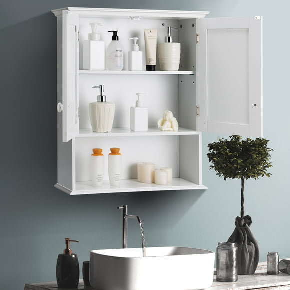 NNECW Multi-Purpose Wall Cabinet Storage with 2-Door for Bathroom White