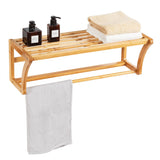NNECW Bamboo Wall-Mounted Toilet Storage Shelf for Bathroom