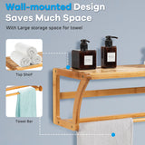NNECW Bamboo Wall-Mounted Toilet Storage Shelf for Bathroom