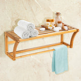 NNECW Bamboo Wall-Mounted Toilet Storage Shelf for Bathroom