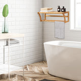 NNECW Bamboo Wall-Mounted Toilet Storage Shelf for Bathroom