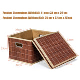 NNECW Set of 2 Folding Bamboo Storage Boxes with Removable Lids &amp Handles-Coffee