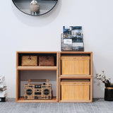 NNECW Set of 2 Folding Bamboo Storage Boxes with Removable Lids &amp Handles-Natural