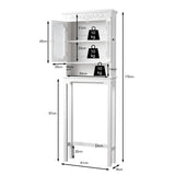 NNECW 3-Tier Over the Toilet Storage Cabinet with Double Frosted Glass Doors for Bathroom