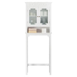 NNECW 3-Tier Over the Toilet Storage Cabinet with Double Frosted Glass Doors for Bathroom