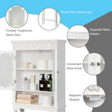 NNECW 3-Tier Over the Toilet Storage Cabinet with Double Frosted Glass Doors for Bathroom