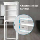 NNECW 3-Tier Over the Toilet Storage Cabinet with Double Frosted Glass Doors for Bathroom