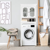 NNECW 3-Tier Over the Toilet Storage Cabinet with Double Frosted Glass Doors for Bathroom