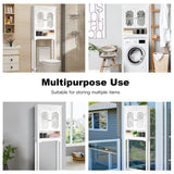 NNECW 3-Tier Over the Toilet Storage Cabinet with Double Frosted Glass Doors for Bathroom
