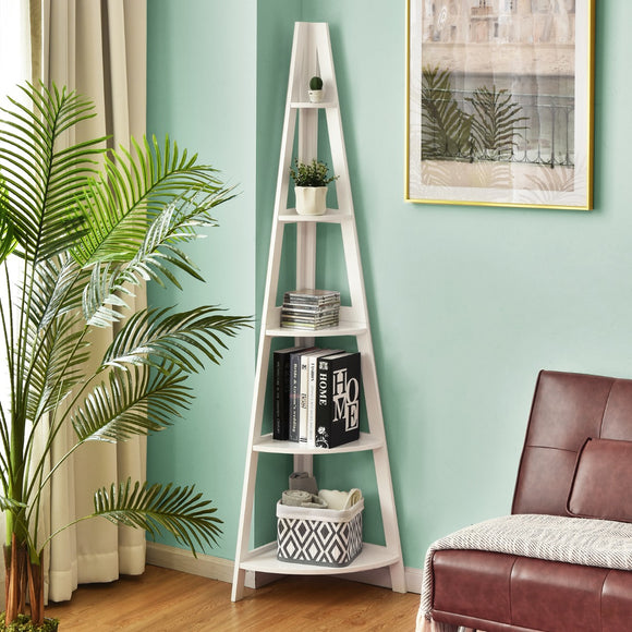 NNECW Modern Corner Bookcase and Shelf with Strong Wooden Frame for Office
