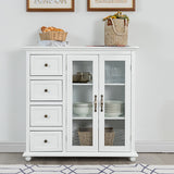NNECW Kitchen Storage Cabinet with Clear Glass Doors for Dining Room/Kitchen/Entryway White