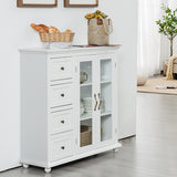 NNECW Kitchen Storage Cabinet with Clear Glass Doors for Dining Room/Kitchen/Entryway White
