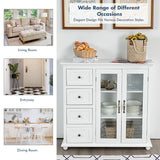 NNECW Kitchen Storage Cabinet with Clear Glass Doors for Dining Room/Kitchen/Entryway White