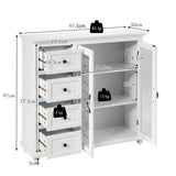 NNECW Kitchen Storage Cabinet with Clear Glass Doors for Dining Room/Kitchen/Entryway White