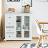 NNECW Kitchen Storage Cabinet with Clear Glass Doors for Dining Room/Kitchen/Entryway White