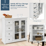 NNECW Kitchen Storage Cabinet with Clear Glass Doors for Dining Room/Kitchen/Entryway White