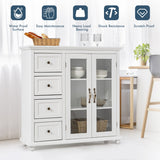 NNECW Kitchen Storage Cabinet with Clear Glass Doors for Dining Room/Kitchen/Entryway White