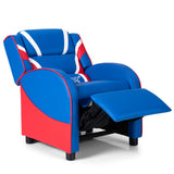 NNECW Ergonomic Blue Sofa Lounge Recliner with Adjustable Backrest & Storage Pocket for Kids