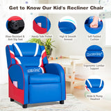 NNECW Ergonomic Blue Sofa Lounge Recliner with Adjustable Backrest & Storage Pocket for Kids